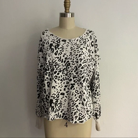 Wildfox Wildcat Snow Leopard Ruffle Sweatshirt - Picture 2 of 7